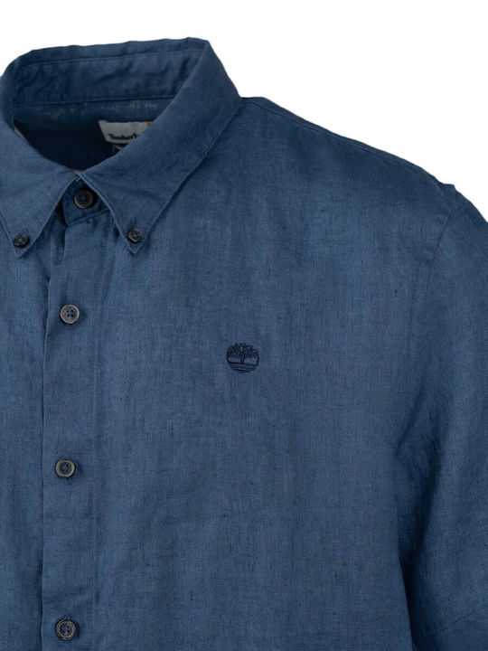Short Sleeve Linen Shirt Blue