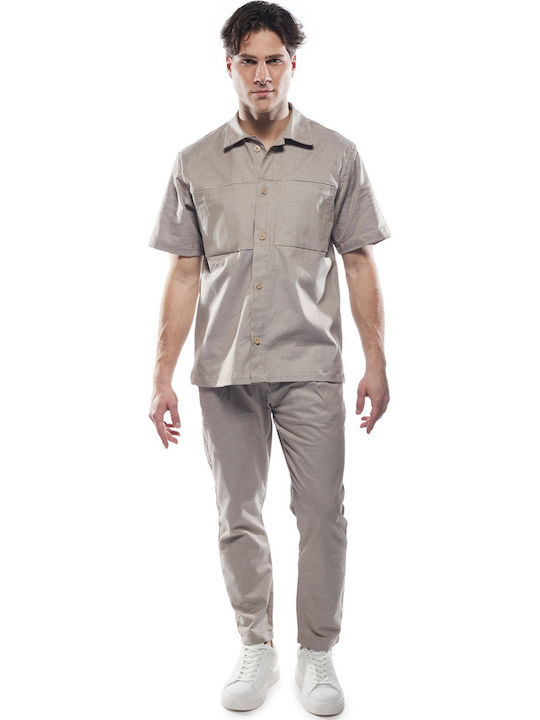 Μακρυμάνικo Λινό Overshirt Sand Beige