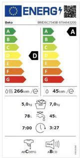 Beko Waschtrockner 7kg/5kg Dampftechnologie 1400 Drehzahl