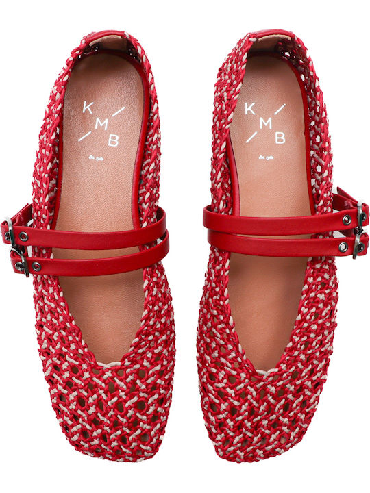 Damen Ballerinas Mit Riemen in Rote Farbe