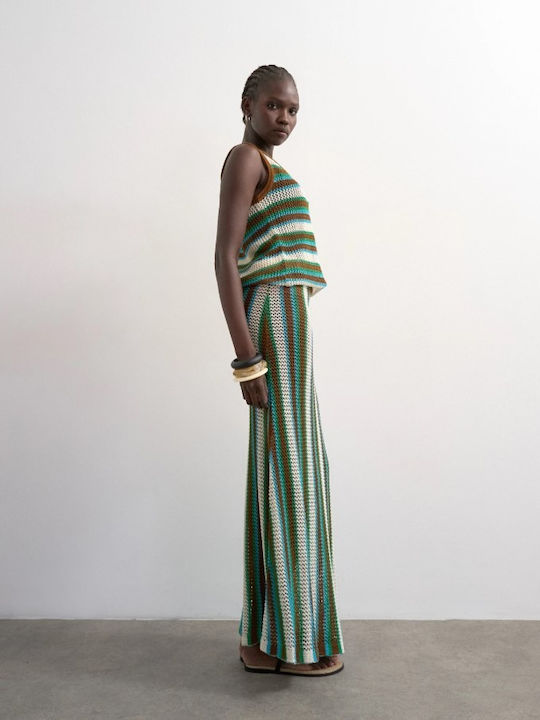 Denim Maxi Skirt Brown