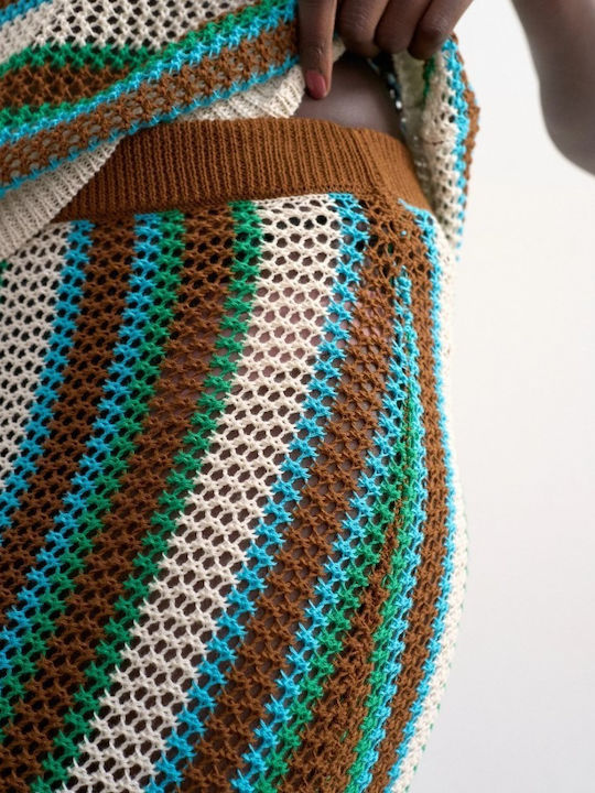 Denim Maxi Skirt Brown