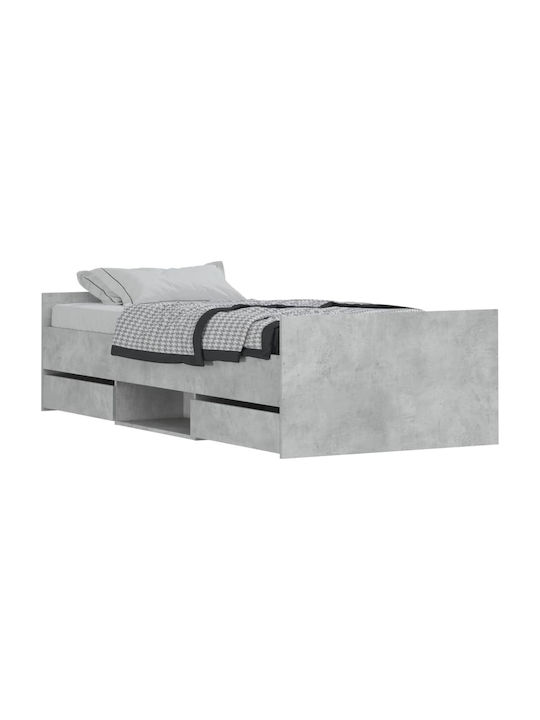 Bett Einzelbett Holz Gray mit Latten für Matratze 100x200cm
