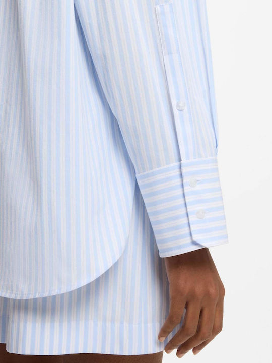 Long Sleeve Women's Shirt Light Blue Striped