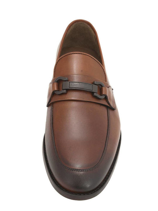 Leather Men's Moccasins In Tabac Brown Colour