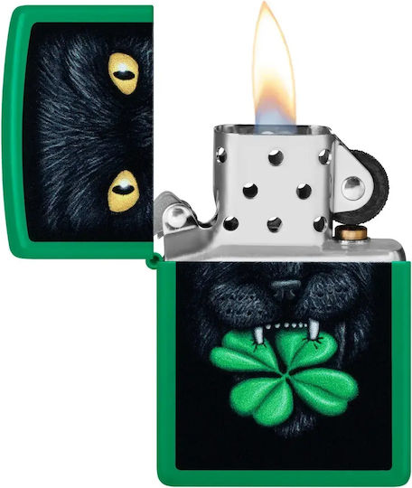 Zippo Lucky Αντιανεμικός Αναπτήρας Φλόγας σε Πράσινο χρώμα