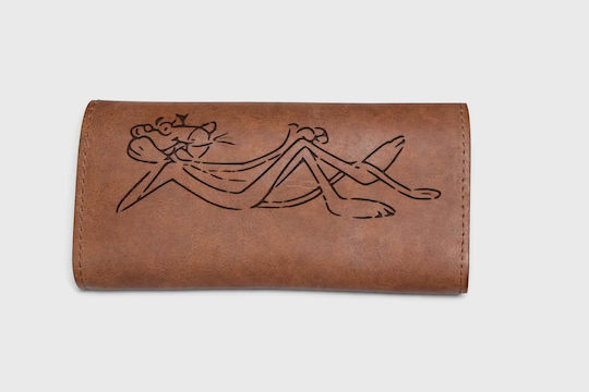 Gk Shoes Tobacco Pouch Made of Artificial Leather Handmade with Button Gk Brown
