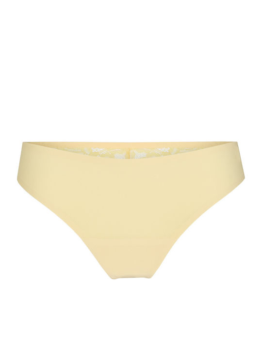 Women's Seamless Lace String Yellow