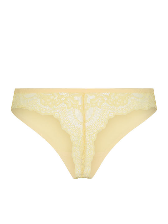 Women's Seamless Lace String Yellow