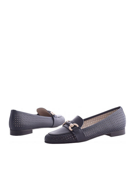 Leather Women's Moccasins in Blue Colour