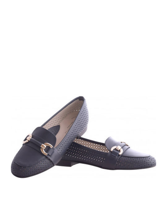 Leather Women's Moccasins in Blue Colour