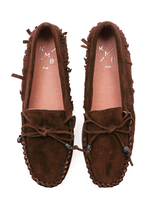 Δερμάτινα Γυναικεία Loafers σε Καφέ Χρώμα