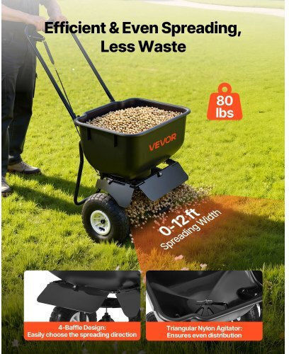 Vevor TCSBJ80LBS12D3MUC001V0 Wheeled Seeder with 36.3kg Capacity