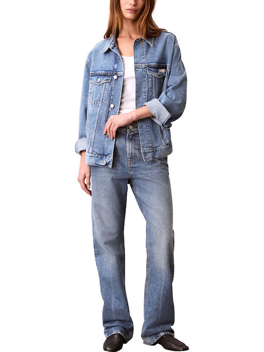 Long Women's Jean Jacket Blue