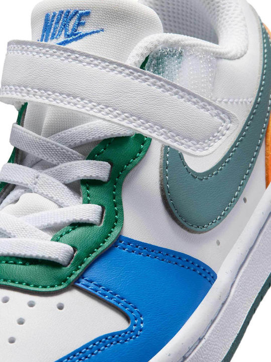 Court Borough Low Kids Sneakers with Hoop & Loop Closure White