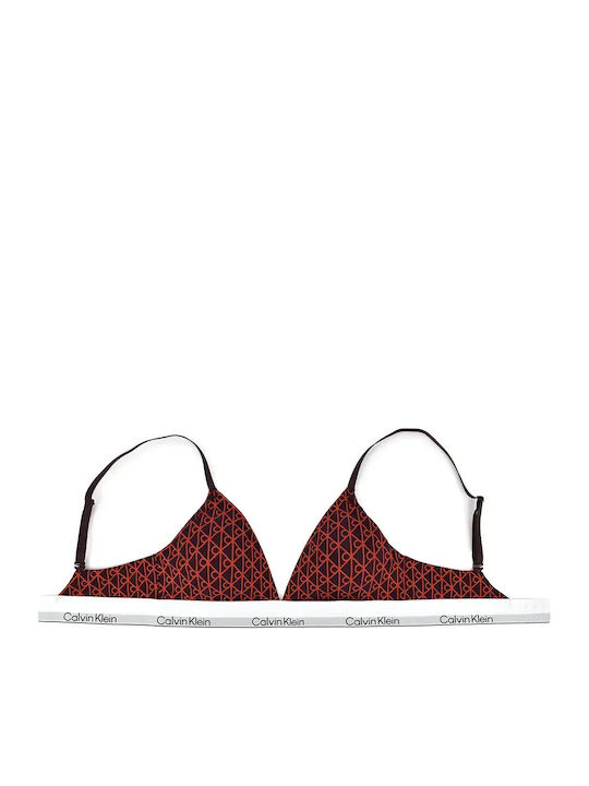 Σουτιέν Calvin Klein Lightly Lined Triangle Bralette Icon Cotton Modal Κόκκινο Μπορντό