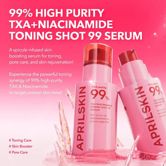 Aprilskin TXA Niacinamide Toning Shot 99 Serum Προσώπου με Νιασιναμίδη για Λάμψη & Πανάδες 30ml