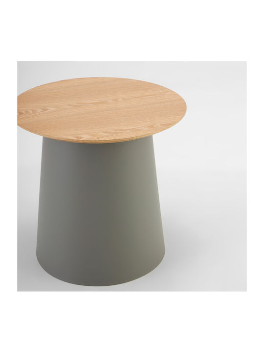 Round Side Table Zentra Made of Solid Wood Natural Gray 50x50x47.5 cm
