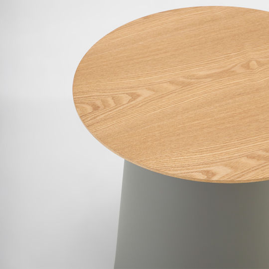 Round Side Table Zentra Made of Solid Wood Natural Gray 50x50x47.5 cm