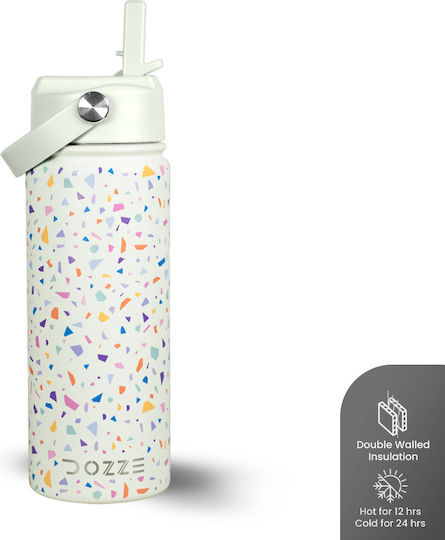 Dozze Stainless Steel Kids Water Bottle Thermos with Straw Non Spill Beige 530ml
