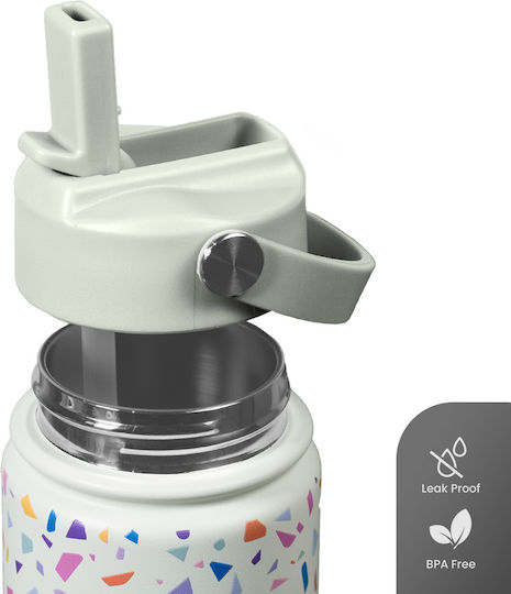 Dozze Stainless Steel Kids Water Bottle Thermos with Straw Non Spill Beige 530ml