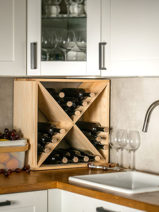 Kadax Tabletop Wooden Wine Rack for 24 Bottles Brown 52x25.5x52cm
