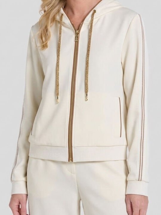 Women's Hoodie Sweatshirt Cardigan Ecru