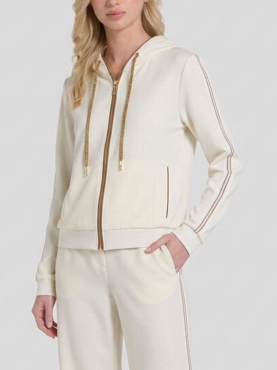 Women's Hoodie Sweatshirt Cardigan Ecru
