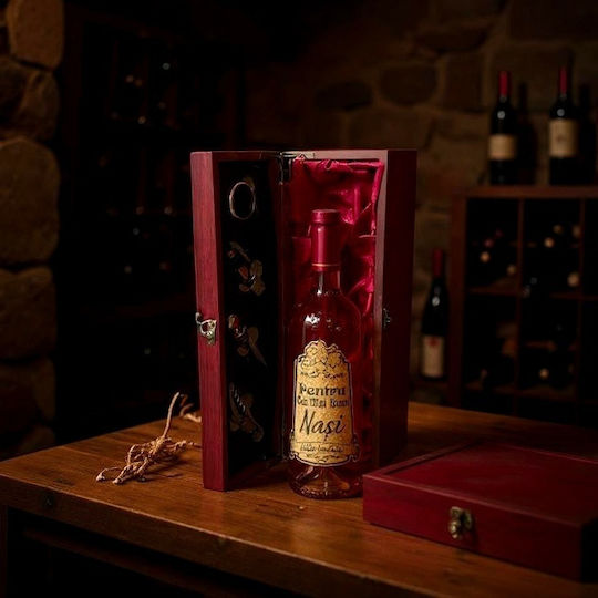 Elegante Holzbox mit Griff, Eine Flasche Wein, Nachricht Best Godparents, 4 Barzubehör