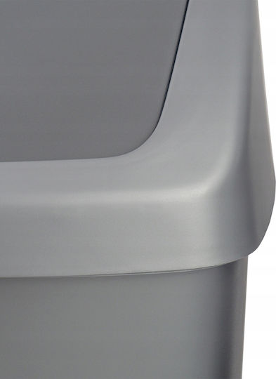 Swing Top Trash Bin 50l 40.6x34x66.8cm Dark Gray Silver