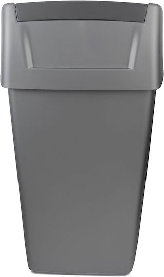 Swing Top Trash Bin 50l 40.6x34x66.8cm Dark Gray Silver