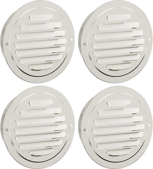 Vidaxl Καπάκια Αερισμού 4 Pcs Ασημί 125 Mm Ανοξείδωτο Ατσάλι