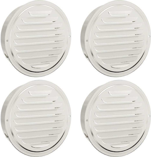 Vidaxl Καπάκια Αερισμού 4 Pcs Ασημί 200 Mm Ανοξείδωτο Ατσάλι