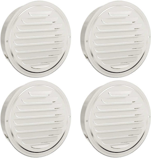 Vidaxl Καπάκια Αερισμού 4 Pcs Ασημί 150 Mm Ανοξείδωτο Ατσάλι