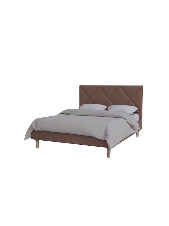 Fortuna Double Bed Upholstered with Fabric Terra Cotta for Mattress 160x200cm