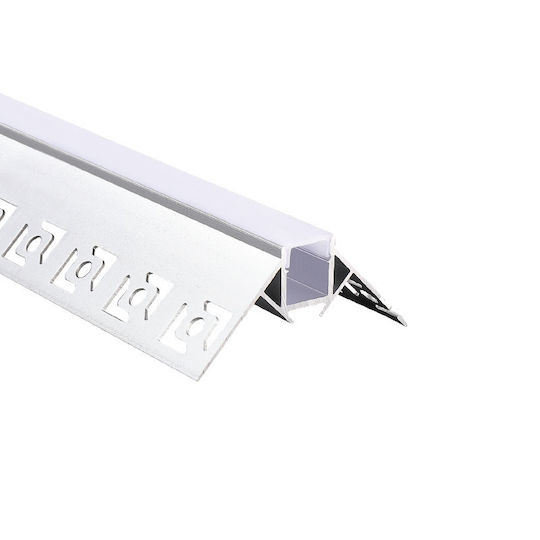 Aca Isla Gemauertes LED-Streifen Aluminiumprofil Ecke mit Opal Abdeckung 200x5x2,2cm