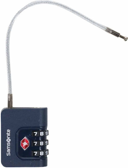 Samsonite Cablelock 3 Dial Steel Padlock with Cable Combination with TSA Certification 35mm Blue 1pcs