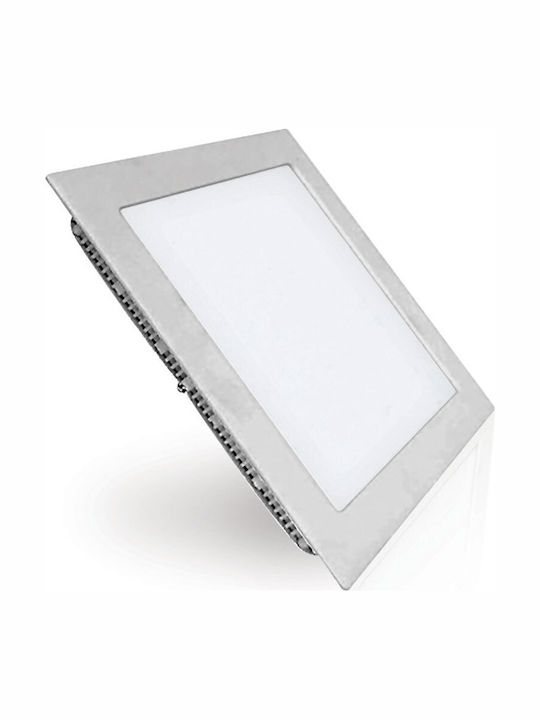Fos me Τετράγωνο Χωνευτό LED Panel 18W με Φυσικό Λευκό Φως 4000K 22.5x22.5εκ.