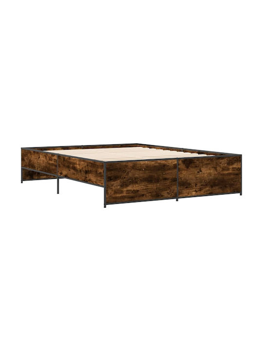 Uppstoffbett Doppelbett Holzbraun mit Lattenrost für Matratze 160x200cm