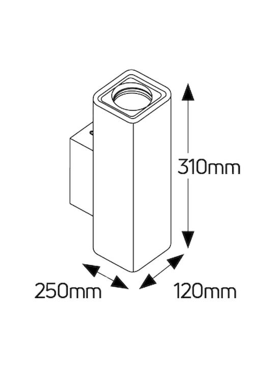 Geyer Modern Leuchte Wand mit Fassung GU10 Weiß 25x10cm