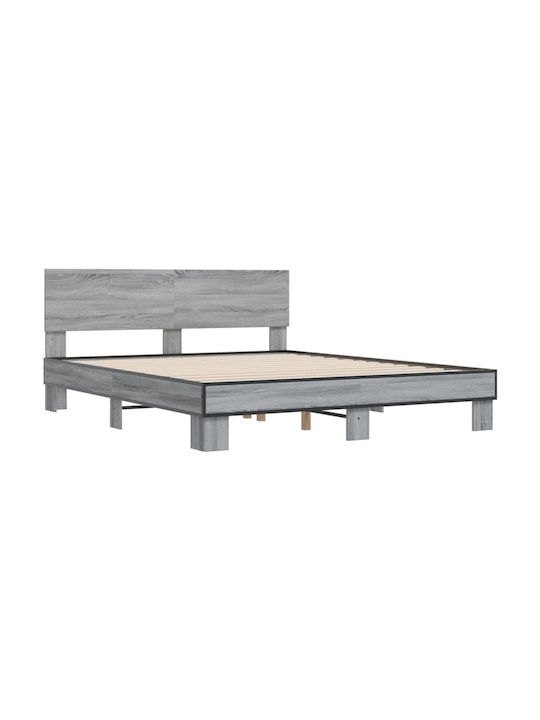 Doppelbett Aus Holz Grau Mit Lattenrost Für Matratze 150x200cm