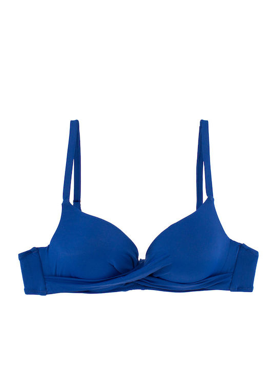 Γυναικείο Μαγιό Push-up Bikini Μπανέλα Ντραπέ Μπλε