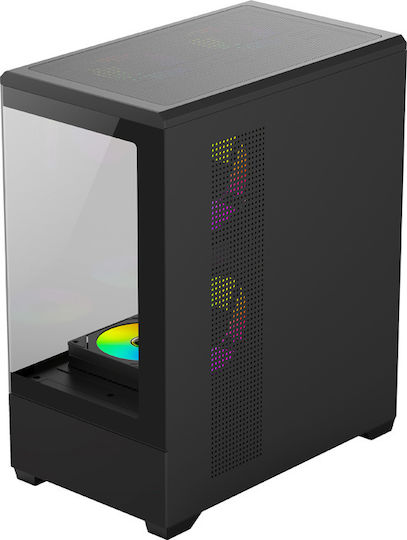 Darkflash C365 Gaming Midi Tower Κουτί Υπολογιστή με Πλαϊνό Παράθυρο και RGB Φωτισμό Μαύρο + 5 Fans