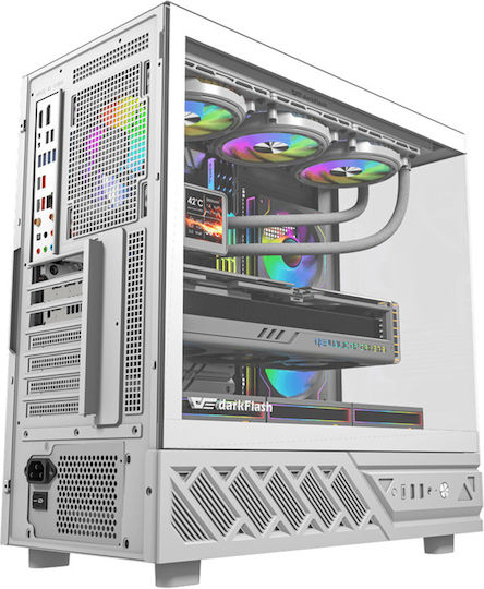 Darkflash DS950 Gaming Mini Tower Computer Case with Side Window White Without Fans