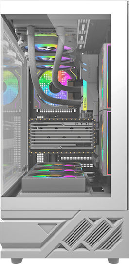 Darkflash DS950 Gaming Mini Tower Computer Case with Side Window White Without Fans