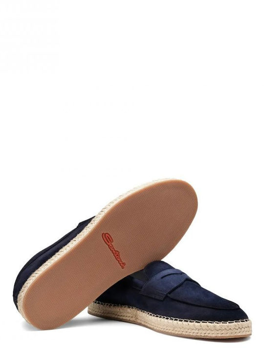 Leather Men's Espadrilles in Blue Color