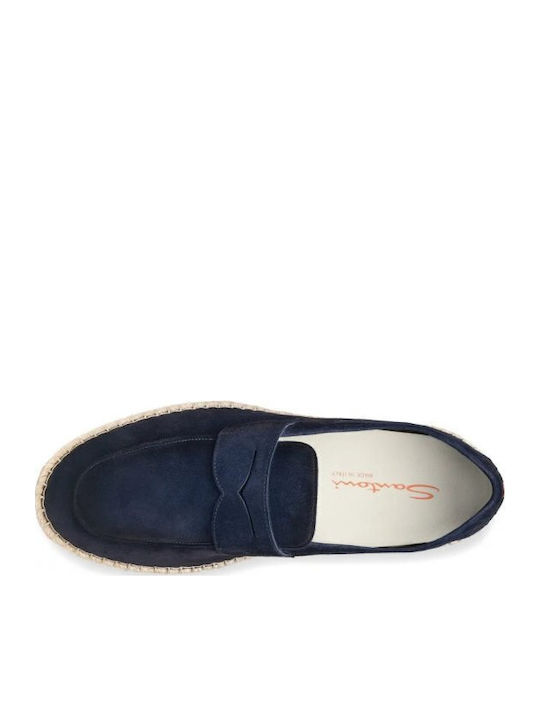Leather Men's Espadrilles in Blue Color