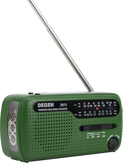 Degen DE13 Tragbares Radio Solar mit USB Grün