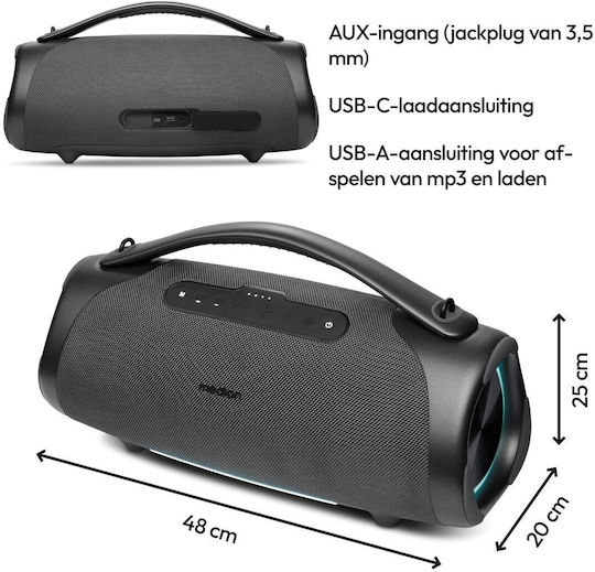 Medion Αδιάβροχο Ηχείο Bluetooth 100W Μαύρο S0469781
