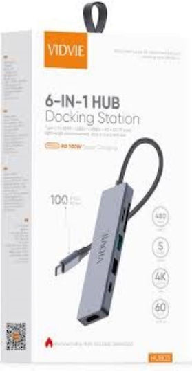 Vidvie USB-C Dockingstation für Laptop mit HDMI 4K PowerDelivery Silber